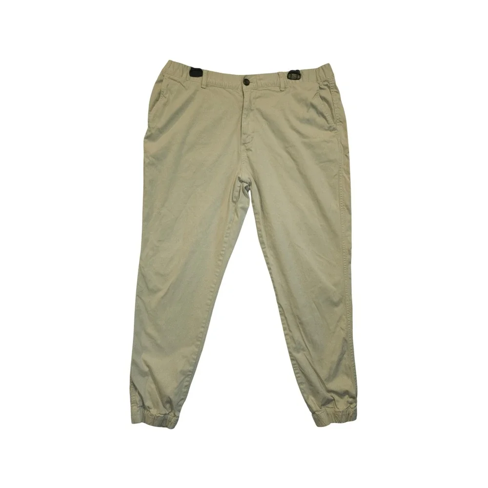 Bearbottom Mens XL Khaki Tan Stretch Cotton Twill Jogger Pants 27 Inseam